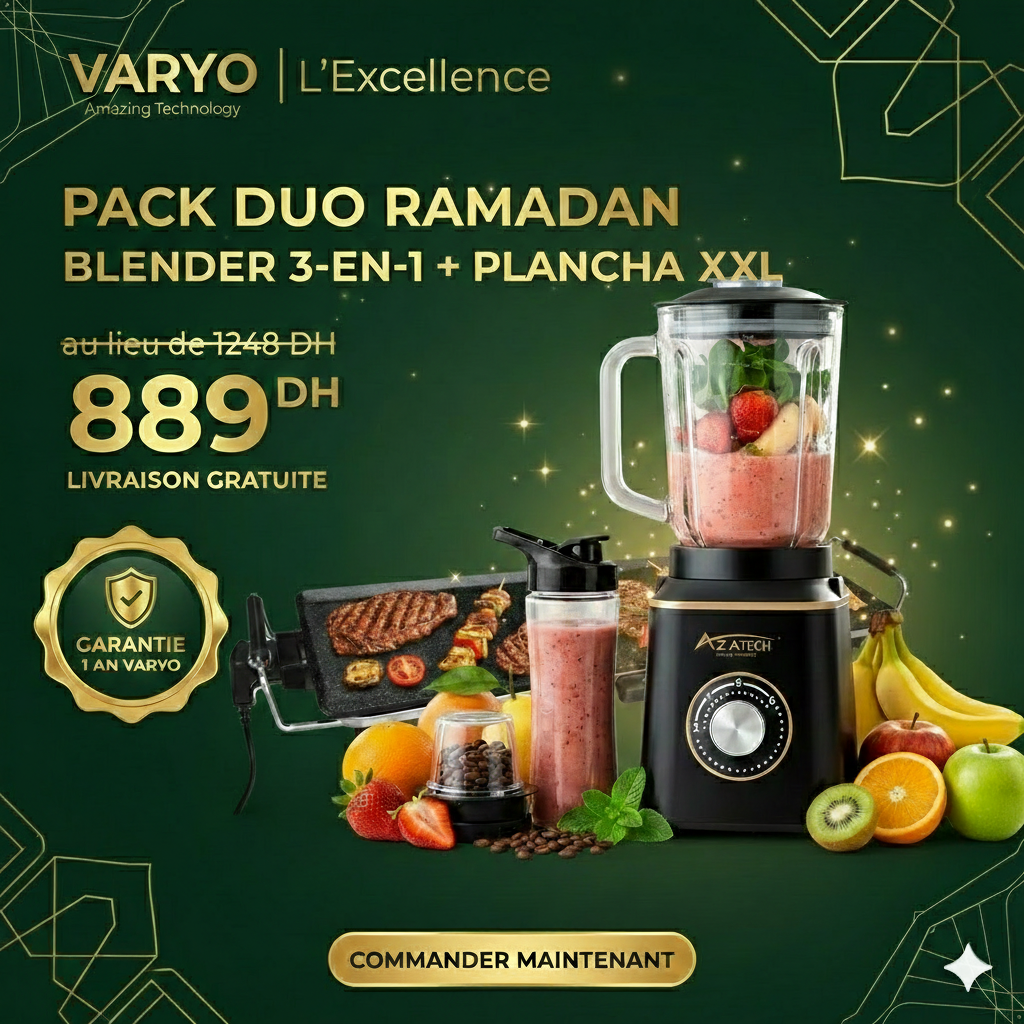 Pack Duo Ramadan : Blender 3-en-1 + Plancha XXL